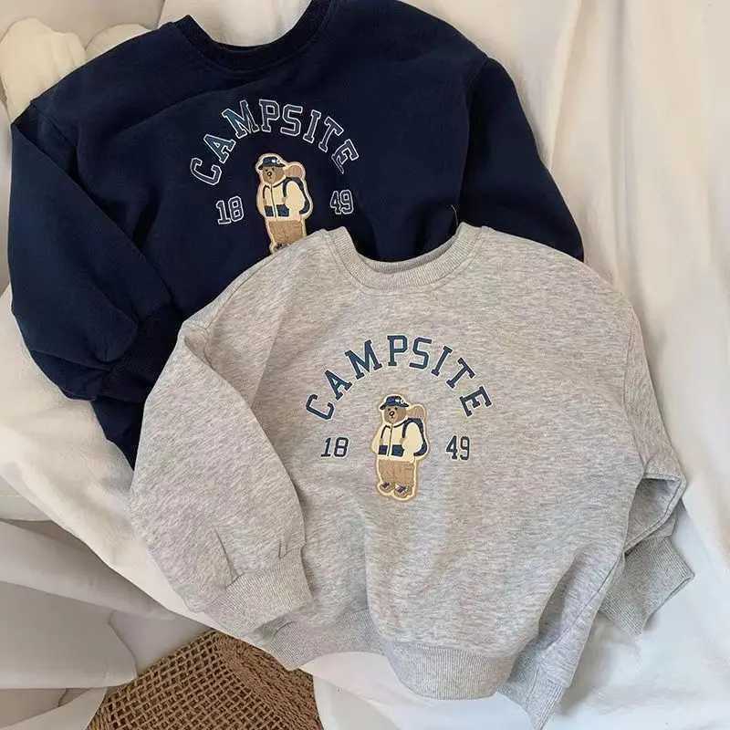 Korean Autumn Kids Babys Boys Sweatshirt Round Collar Bear Letter Print Toddler Boys Pullovers Casual Children Boy Slong SleevesT251030