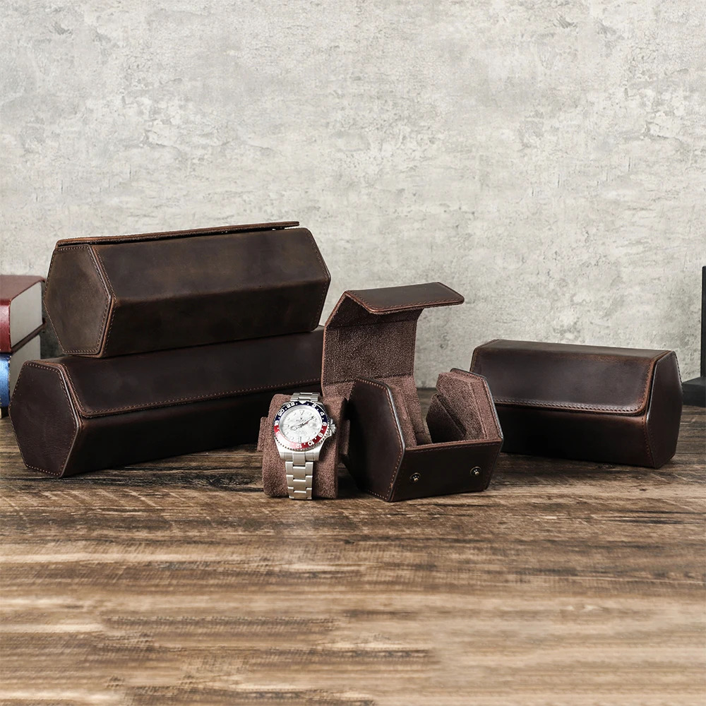 Vintage Genuine Leather Watch Roll Box 123468 Grids Watch Travel Case Organizers Display Holder Men Women Watches Jewelry 251029