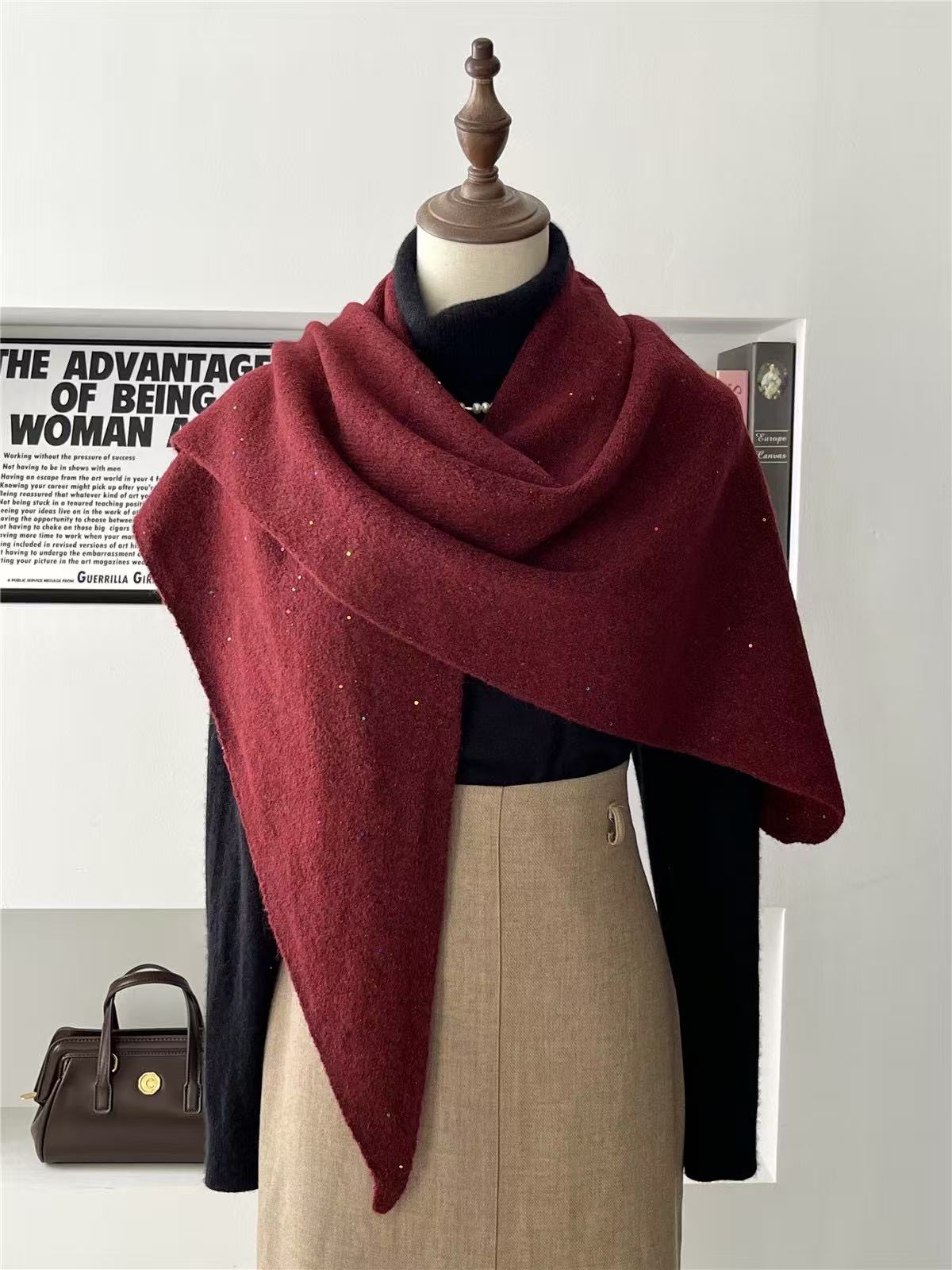 T2200 Wool Solid Color Scarf for Women, Soft for Winter
