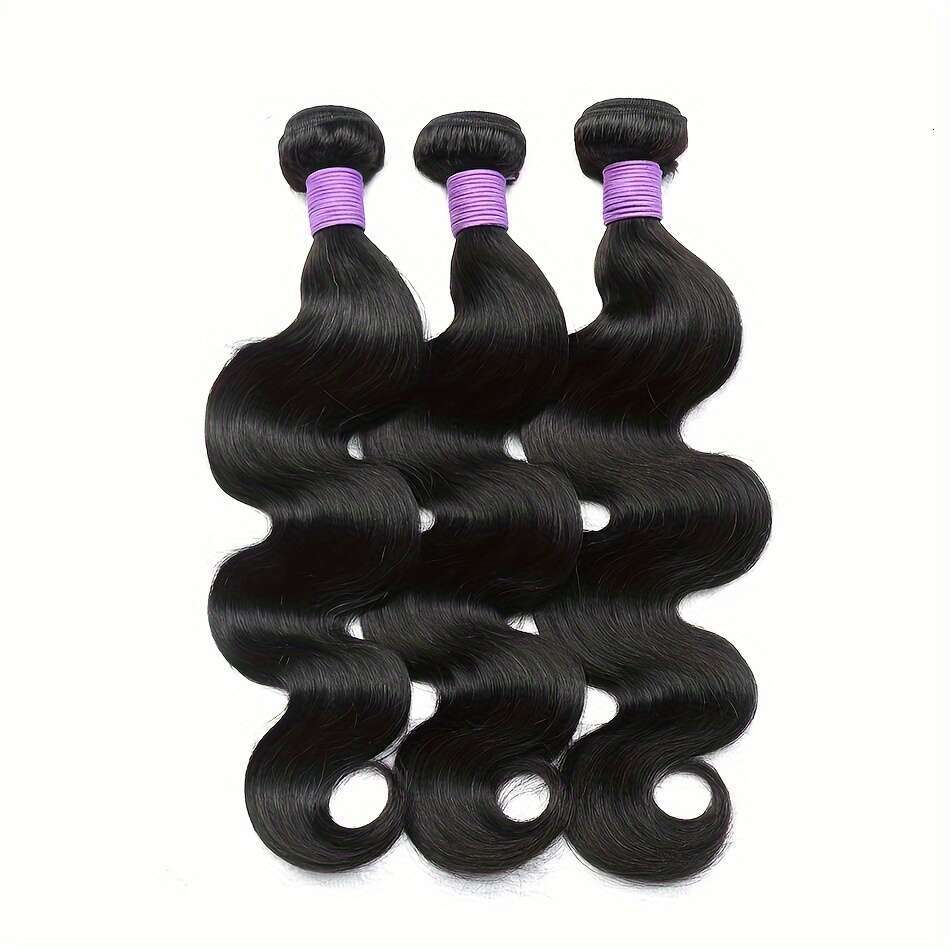 Virgin Human Hair Bundles - 15A Body Wave, 100% Unprocessed, Natural Black, Salon Quality Men Women, Soft & Voluminous Curls, Ideal