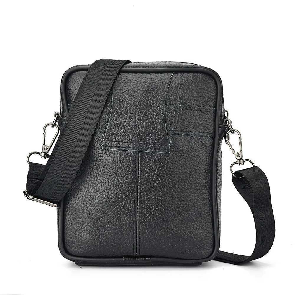 Mens Genuine Leather Crossbody Bag High Quality Zipper Pocket Business Messenger Bag for Men Y251011