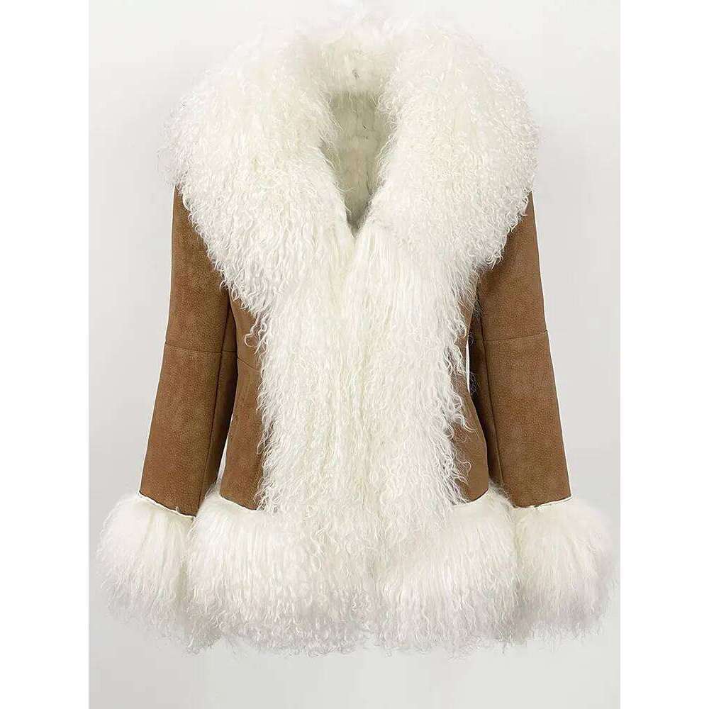 Shein Men's Jackets OFTBUY Autumn Winter Women Coat Real Natural Mongolia Sheep Fur Turn-Down Collar New Fashion Jacket Thick Warm Casual Overwea