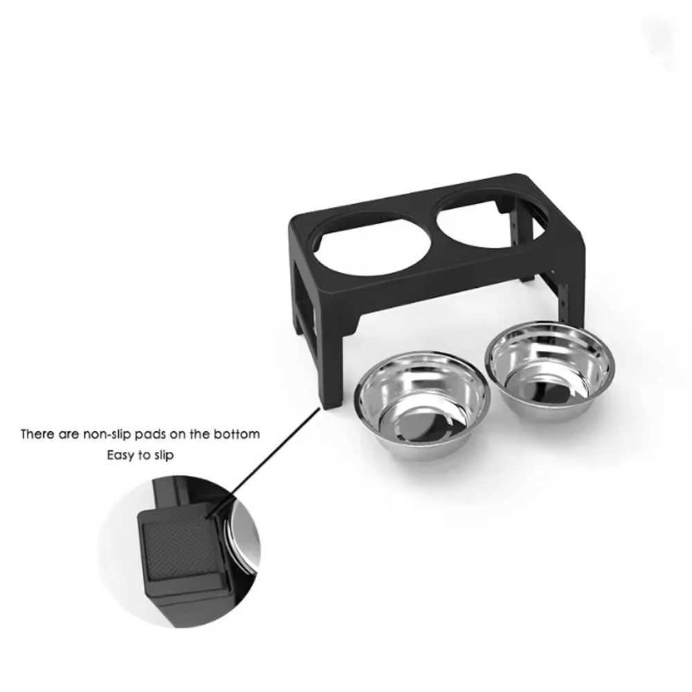 Elevated Dog Feeder Bowls Adjustable Raised Stand with Double Stainless Steel Food Water Bowls Small Medium Large Dogs J251113