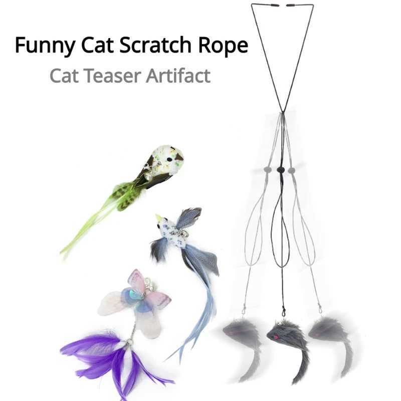 Interactive Cat Toy Cats Mouse Toys Hanging Door Retractable plaything Funny Selfhey kitten Scratch Rope Mouse Toy Pet Products S251029