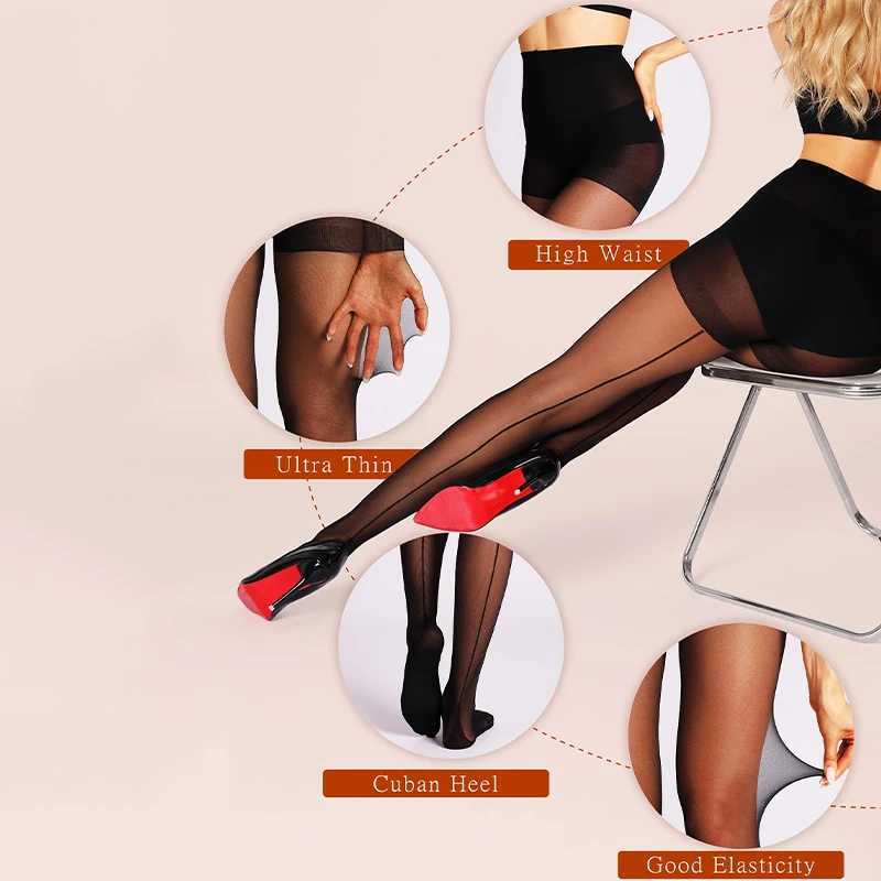 Womens 20D Backseam Sheer Tights Control Top Thin Breathable Pantyhose Sexy Long Stockings With Reinforced Toes R251030