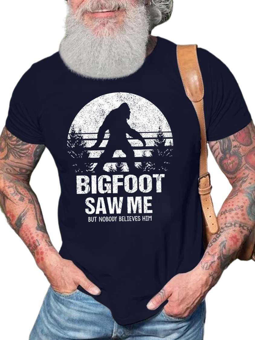 European & American Oversized Funny Outdoor Camping Graphic Print Crew Neck Casual Cotton Letter T-Shirt - TT7293