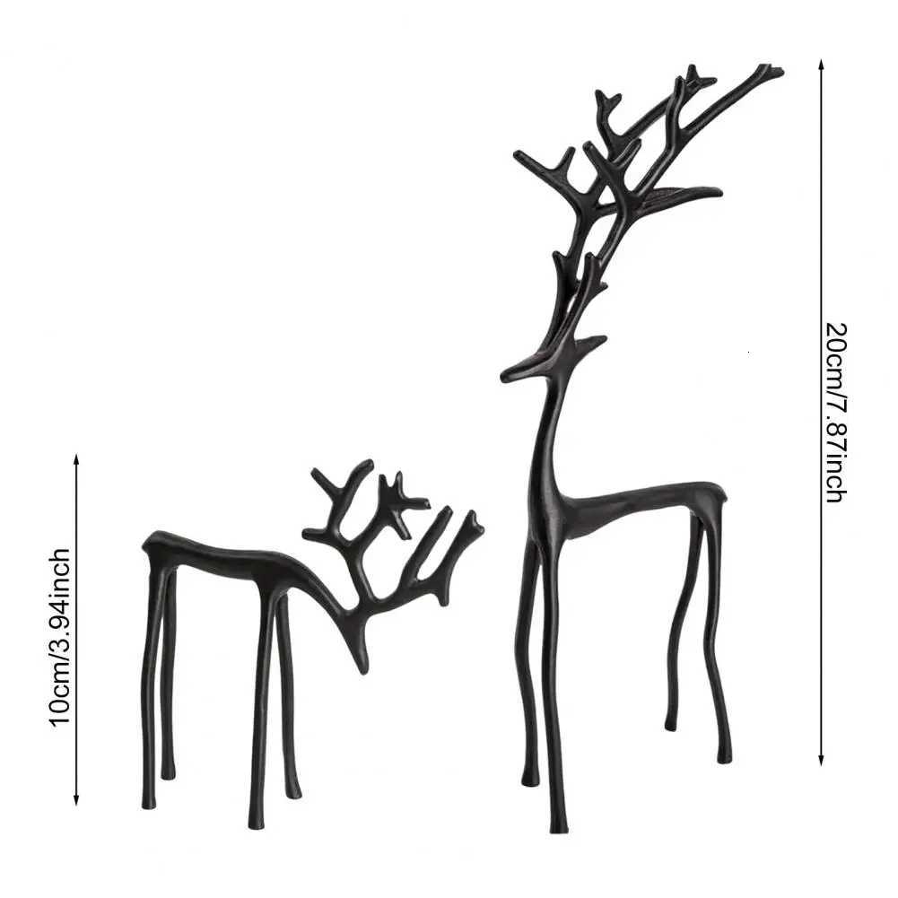Black Reindeer Christmas Ornament Lightweight Metal Figurine Xmas Decoration Home Table Centerpiece Office Decor C251030