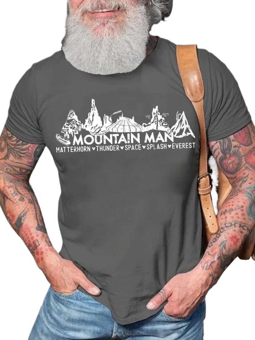 European & American Oversized Funny Outdoor Camping Graphic Cotton Casual Letter Print Crew Neck T-Shirt - TT7300