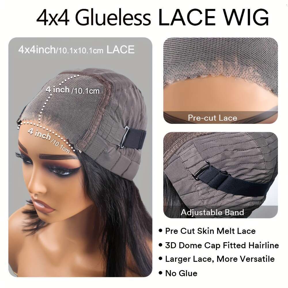 4X4 Ready To Go Brown Highlight Straight Layered Cut Style With Hairline 180% Density Glueless Body Wave Human For Long Wig Looking Natural Brazilian 