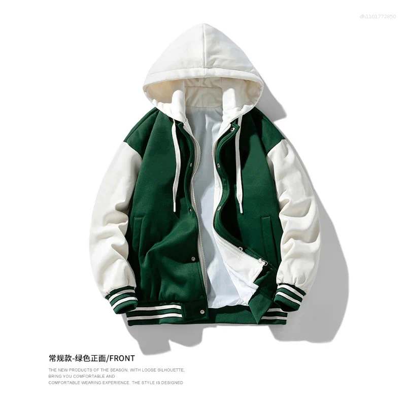 Men's Jackets Gorasion Four Season Baseball Jacket Fashion Hooded Two Tone Coat Casual Couple Hoodie High Quality Patchwork Top