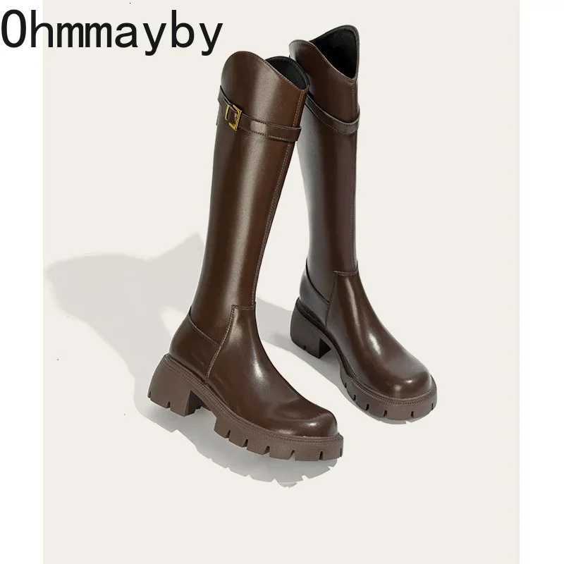 Women Knee High Boots Fashion Knight Long Booties Square High Heels Autumn Winter Warm Short Plush Shoes Z251029