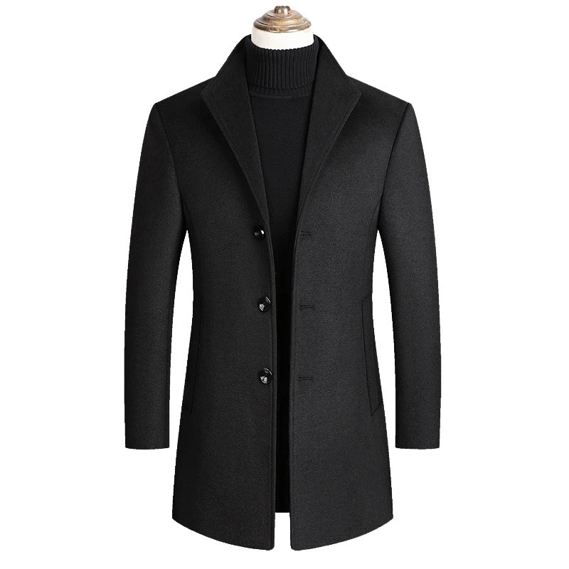 Men Wool Blends Coats Trench Pea Coat Spring Winter Solid Color High Quality Mens Wool Jacket Luxurious Clothing 251029
