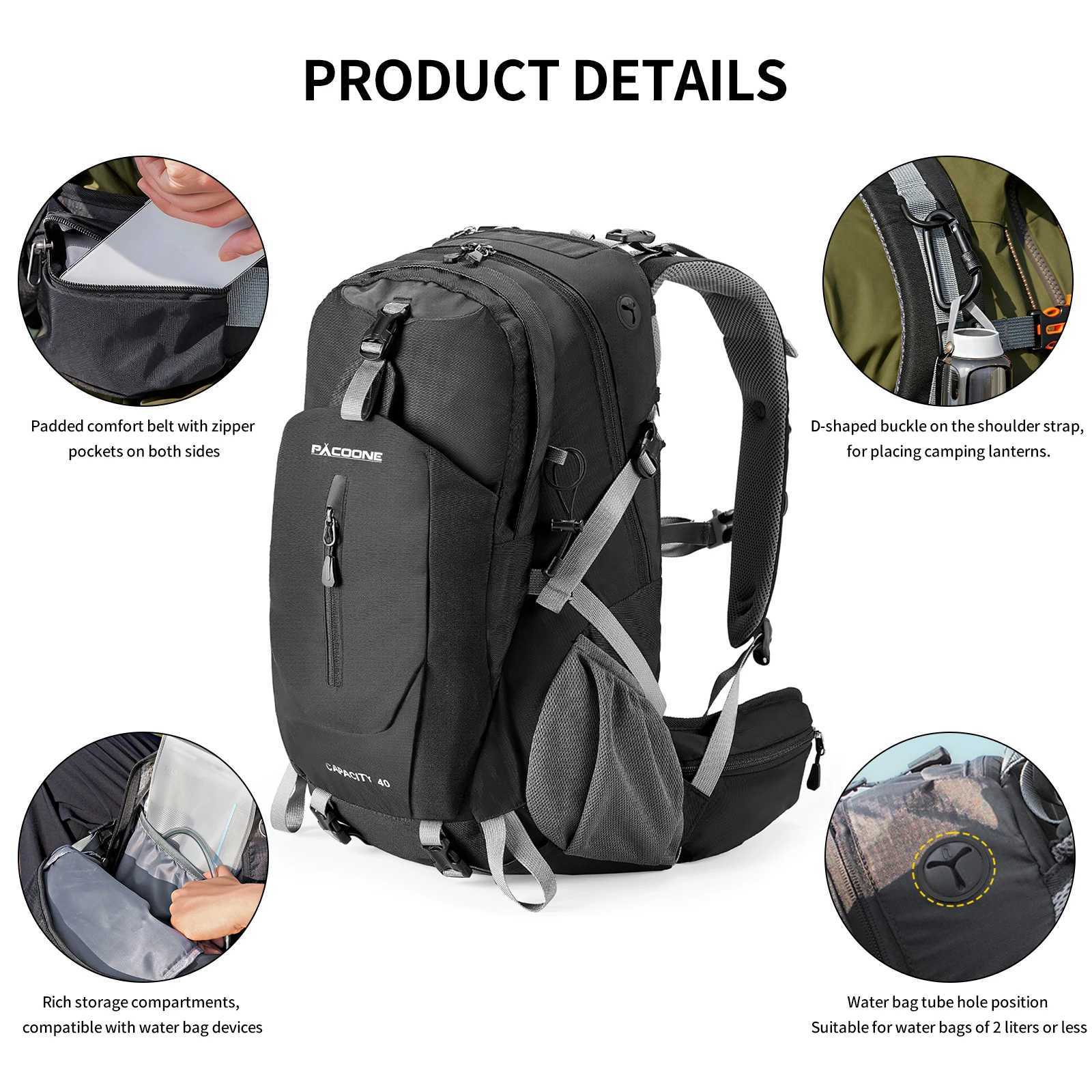 40L Travel Backpack Camping Men Large Hiking Bag Tourist Rucksack Outdoor Sports Climbing Mountaineering Bag Luggage H251029