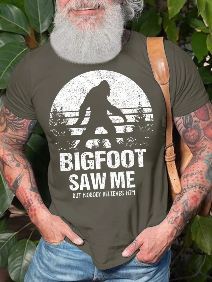 European & American Oversized Funny Outdoor Camping Graphic Print Crew Neck Casual Cotton Letter T-Shirt - TT7293