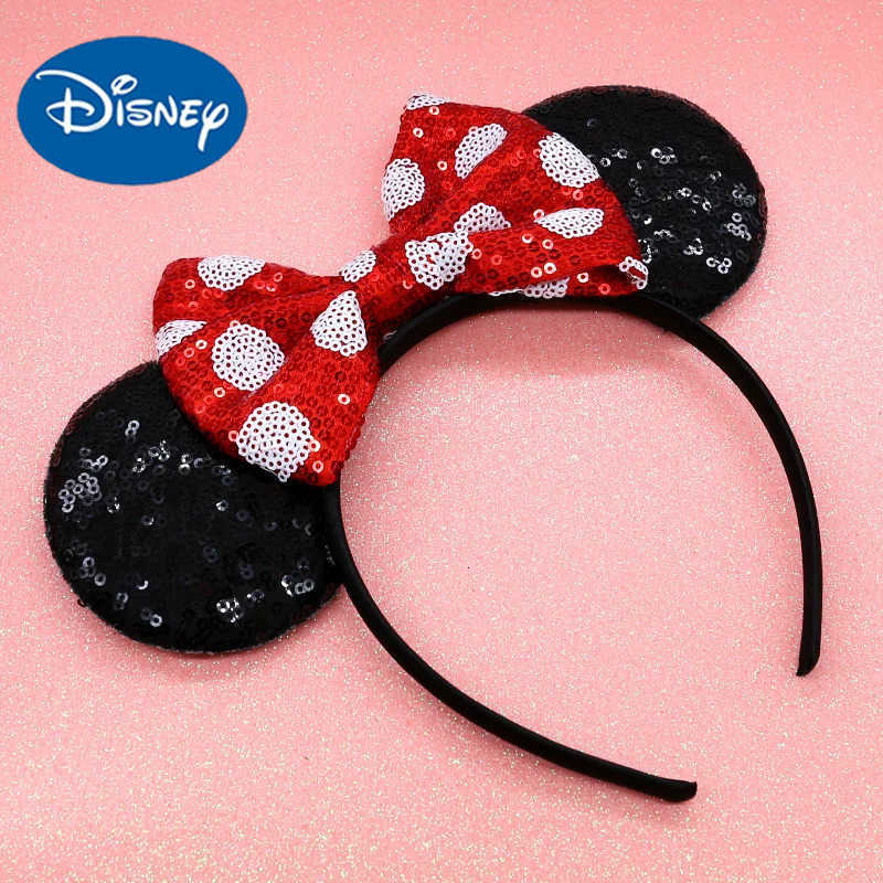 Disney 2025 Classical Mouse Ears Headband Embroidery 5 Sequins Dot Bow Hairband For Girls Featival Party DIY Hair Accessories H251030