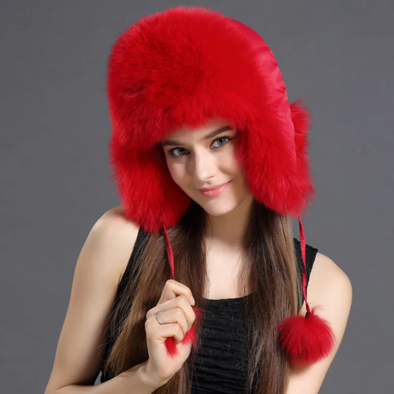 Real Fox Fur Hat For Women Winter Fashion Warm Lei Feng Hats Russians Outdoor Skiing Caps Natural Fur Hat Furry Thick Fur Cap 251028