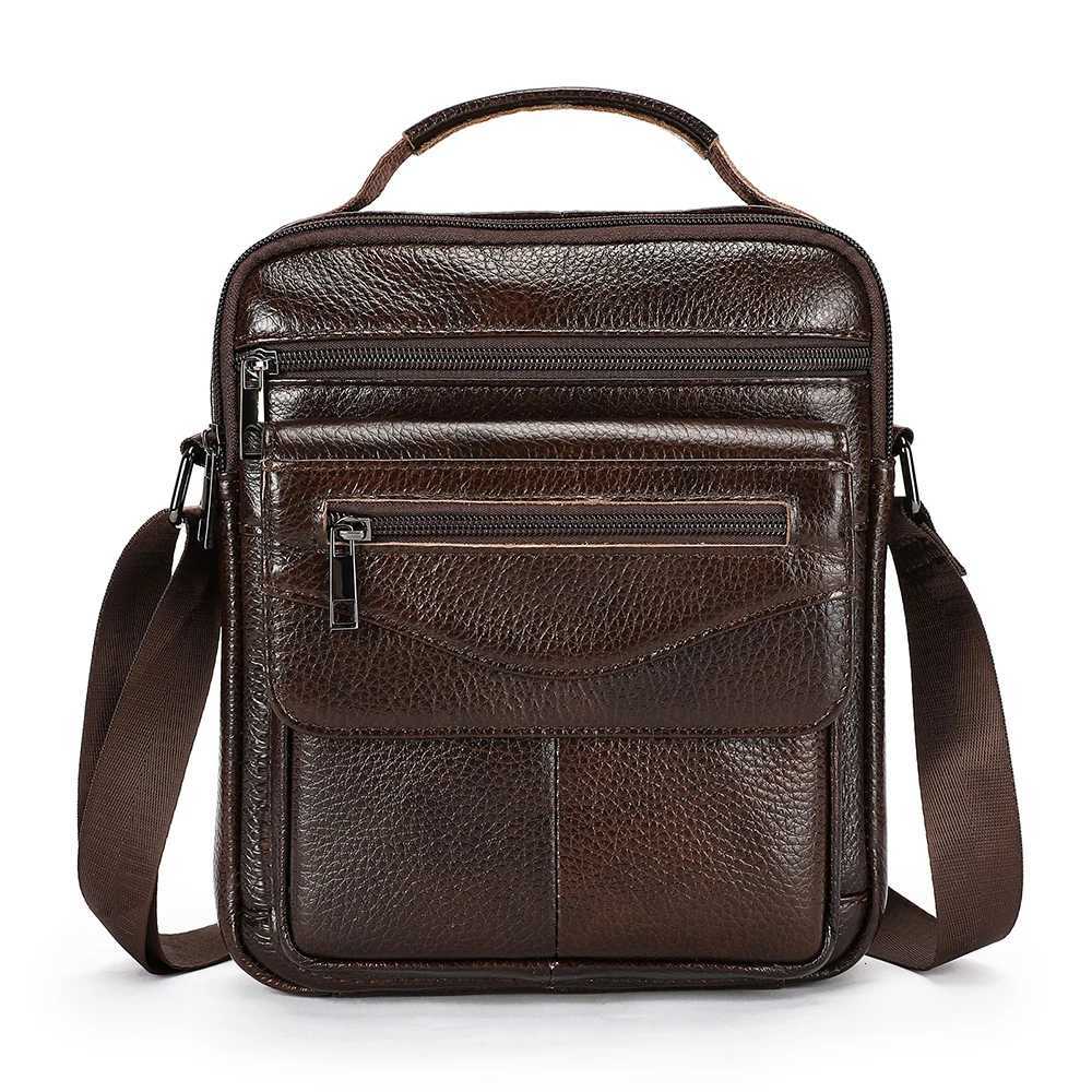 WAL M Leather Crossbody Messenger Bags 97inch Tablet Bag Top Handle Handbag Purse Men Genuine Leather Shoder Bag Y251011