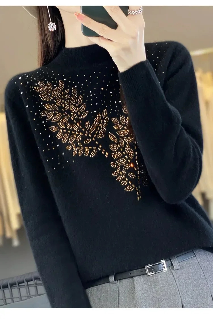 Women Sweaters Thick Warm Autumn Winter Mock Neck Fashion Pullovers Long Sleeve Basic Jumper Knit Bottoming Shirt Korean Sweater 251028