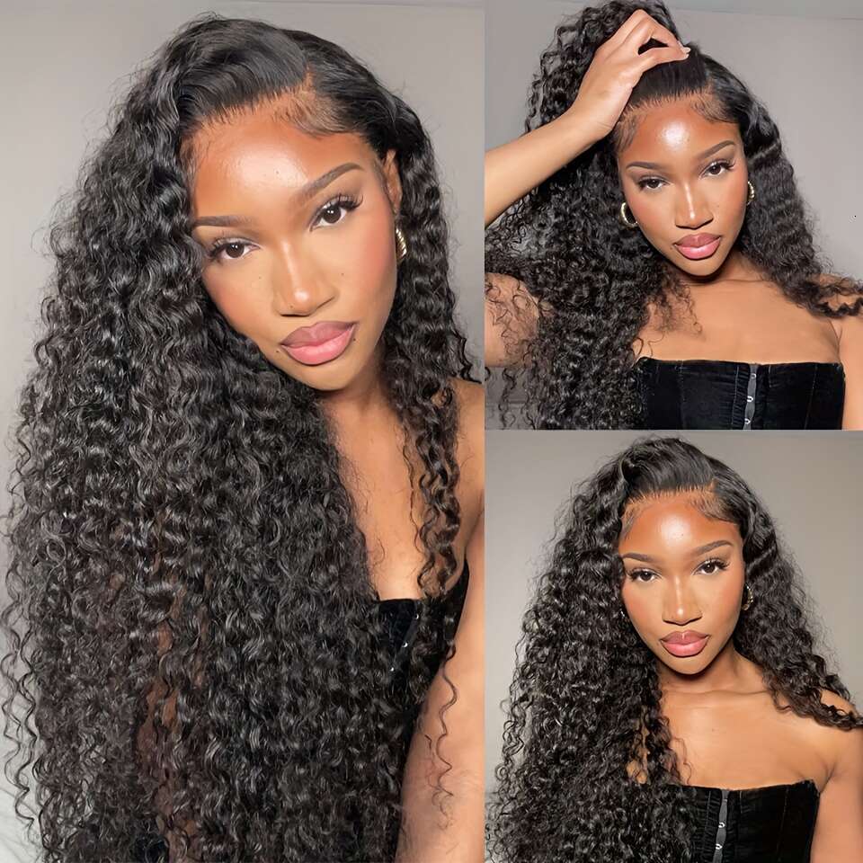 4Pcs Wave Bundles 30 32 34 36 Inch - Unprocessed Deep Curly 98%+ Human Hair Weave Women, Natural Black Color, High-Quality Wet And Wavy
