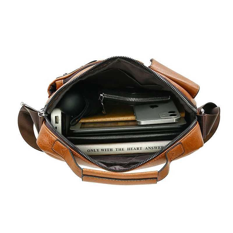 Fi Mens Shoder Bag Portable PU Leather Handbag Business Briefcase Travel Bag Man Crossbody Bags for Men Sahel Purse Y251011