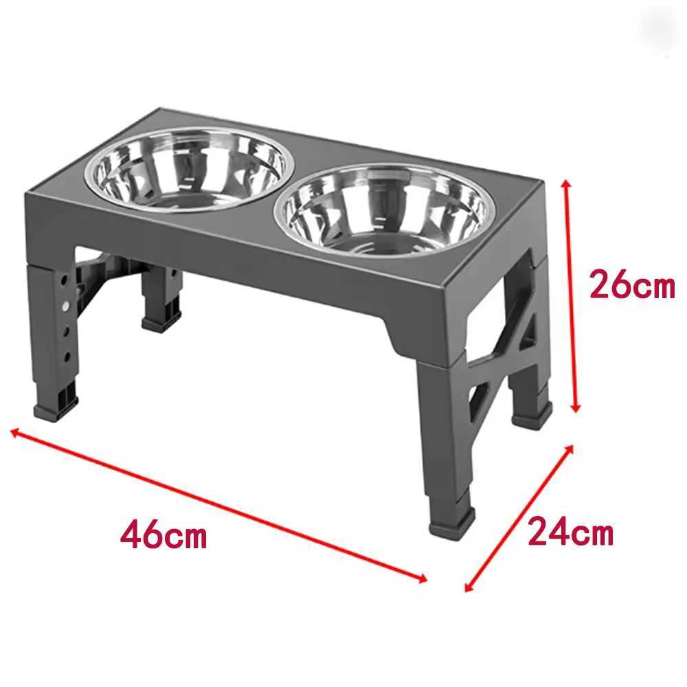 Elevated Dog Feeder Bowls Adjustable Raised Stand with Double Stainless Steel Food Water Bowls Small Medium Large Dogs J251113