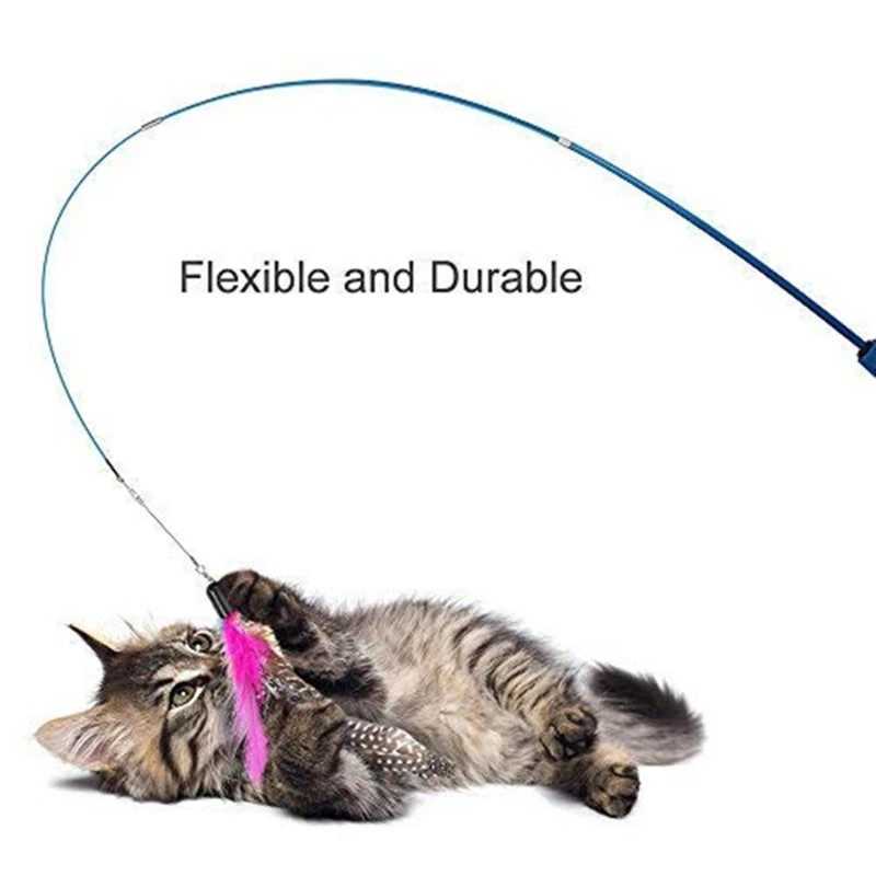 Pet Cat Toy Super Long Three Section Telescopic Rod Cat Teaser Stick Feather Replacement Head Cat Teaser Supplies New S251029{category}