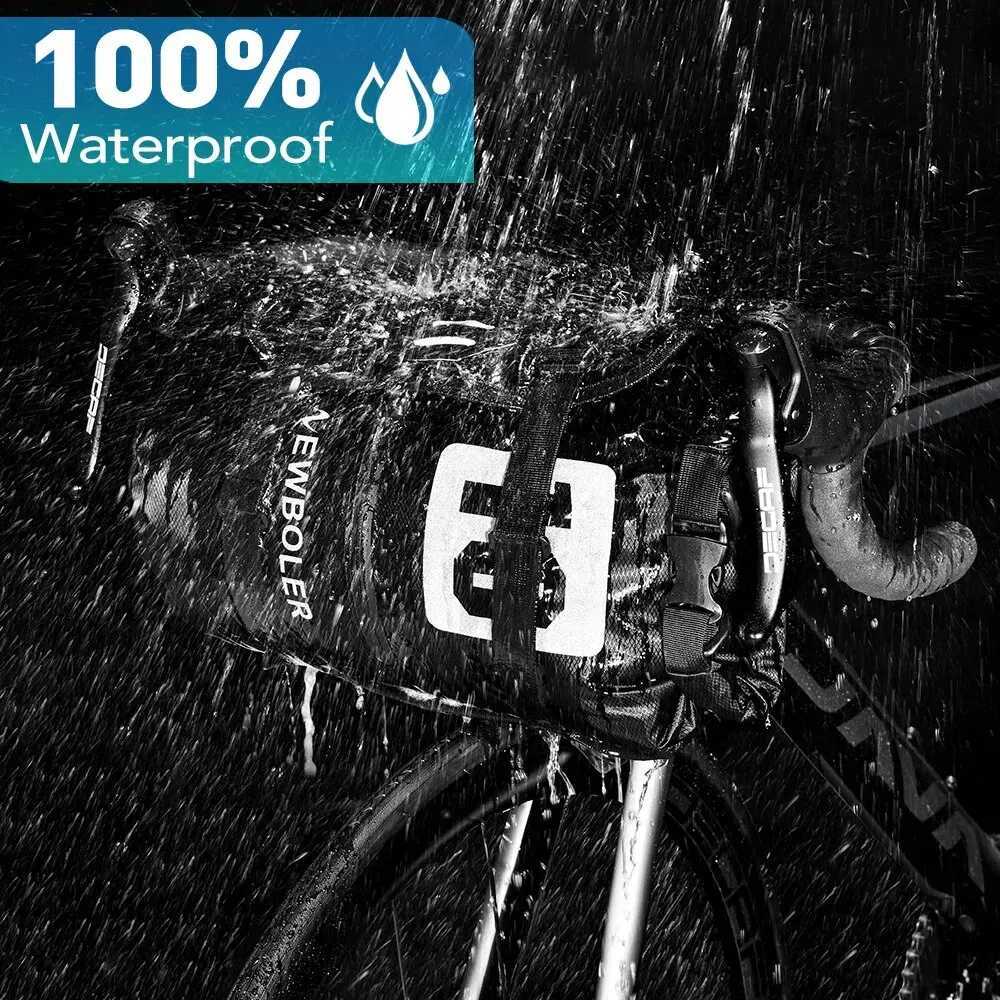 NEWBOLER NEW Bike Front Tube Bag Waterproof Bicycle Handlebar Basket Pack Cycling Front Frame Pannier Bicycle Accessories H251029