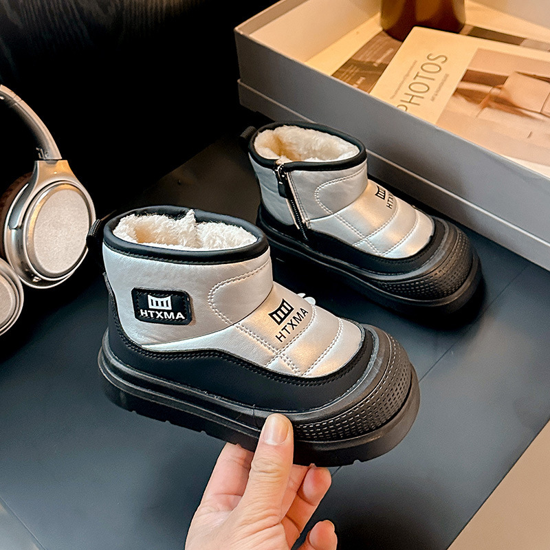 New children's cotton boots, snow boots, wool lining, thickened oversized girls' protective cotton shoes, warm cotton boots, fashionable des