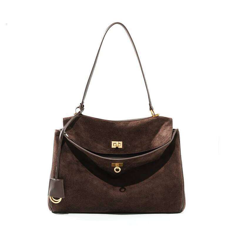Women Leather Shoulder Capacity Single Tote Handbag Matte Suede High-End Feel Women's Large Bag