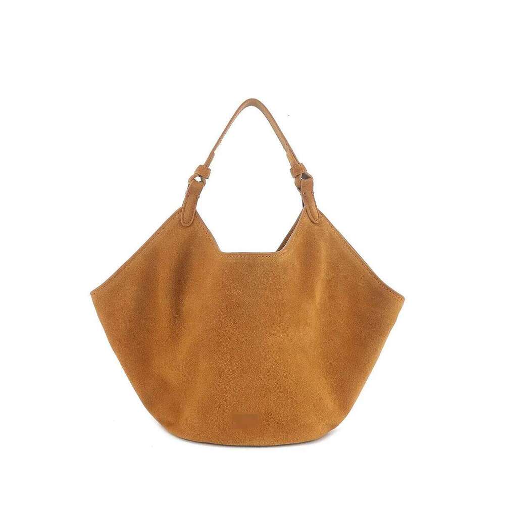 High Quality Genuine Suede Bucket Bag Brown Handbag