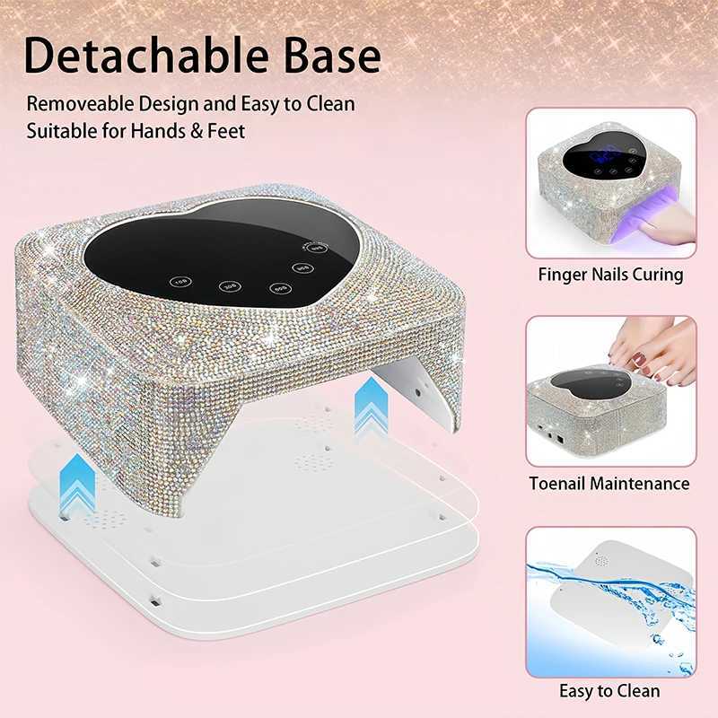Rechargeable UV LED Nail Lamp 72W Cordless UV Light for Nails With Rhinestone Heart Shaped Manicure Pedicure Machine Nail Tools L251030