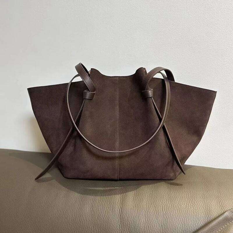Retro Suede Shoulder Fashion Large-capacity Mother-and-child Simple High-end Wing-shaped Commuter Versatile Tote Bag