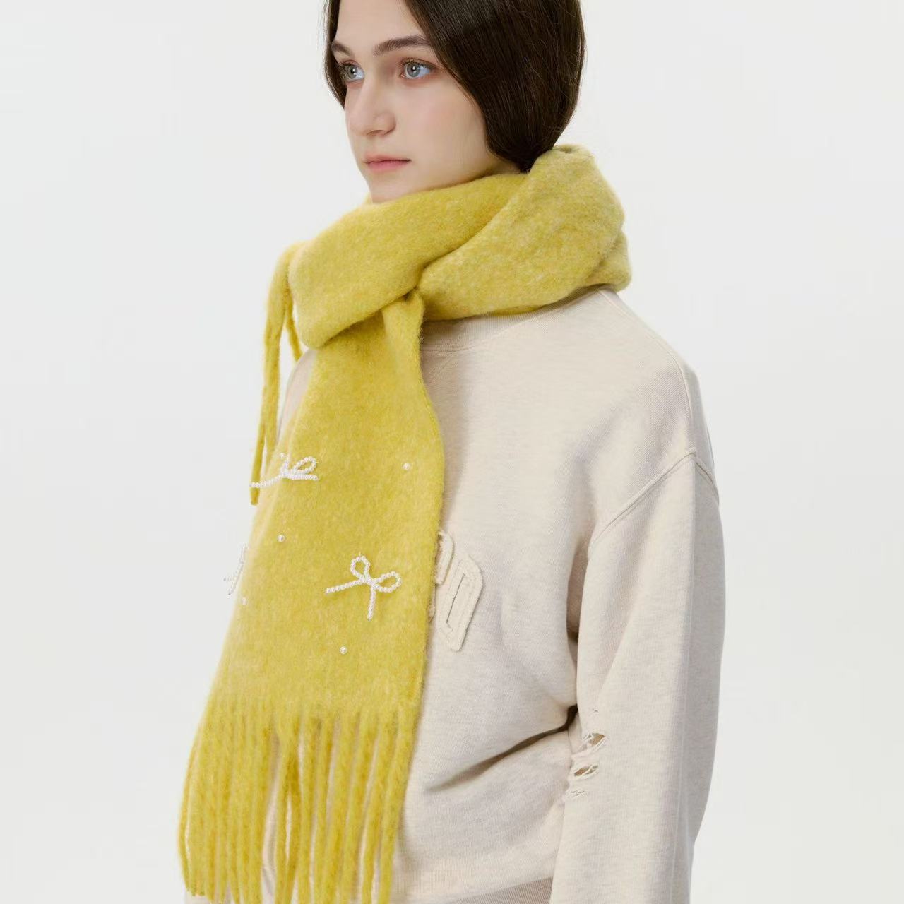 T2202 Wool Solid Color Scarf for Women, Soft and Warm for Winter