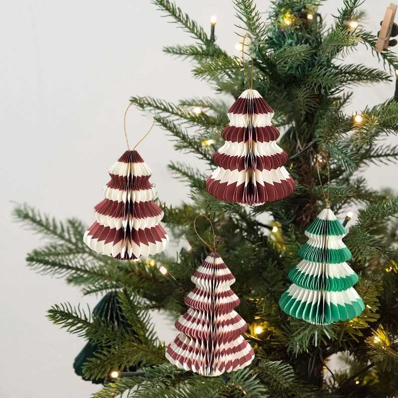 Paper Christmas Tree Ornaments 3D Honeycomb Christmas Tree Decorations Folded Paper 2026 Xmas New Year Desktop Arrangement Decor C251030