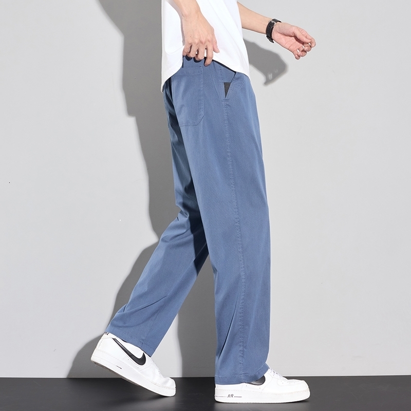 2025 Summer Thin Mens Soft Lyocell Casual Pants Breathable Fashion Solid Color Simple Male Trousers Clothing 251010
