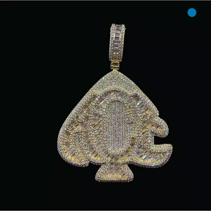 Moissanite VVS Hip Hop Round Baguette Cut Diamond Pendant Ice Out Letter Mens 925 Sterling Silver