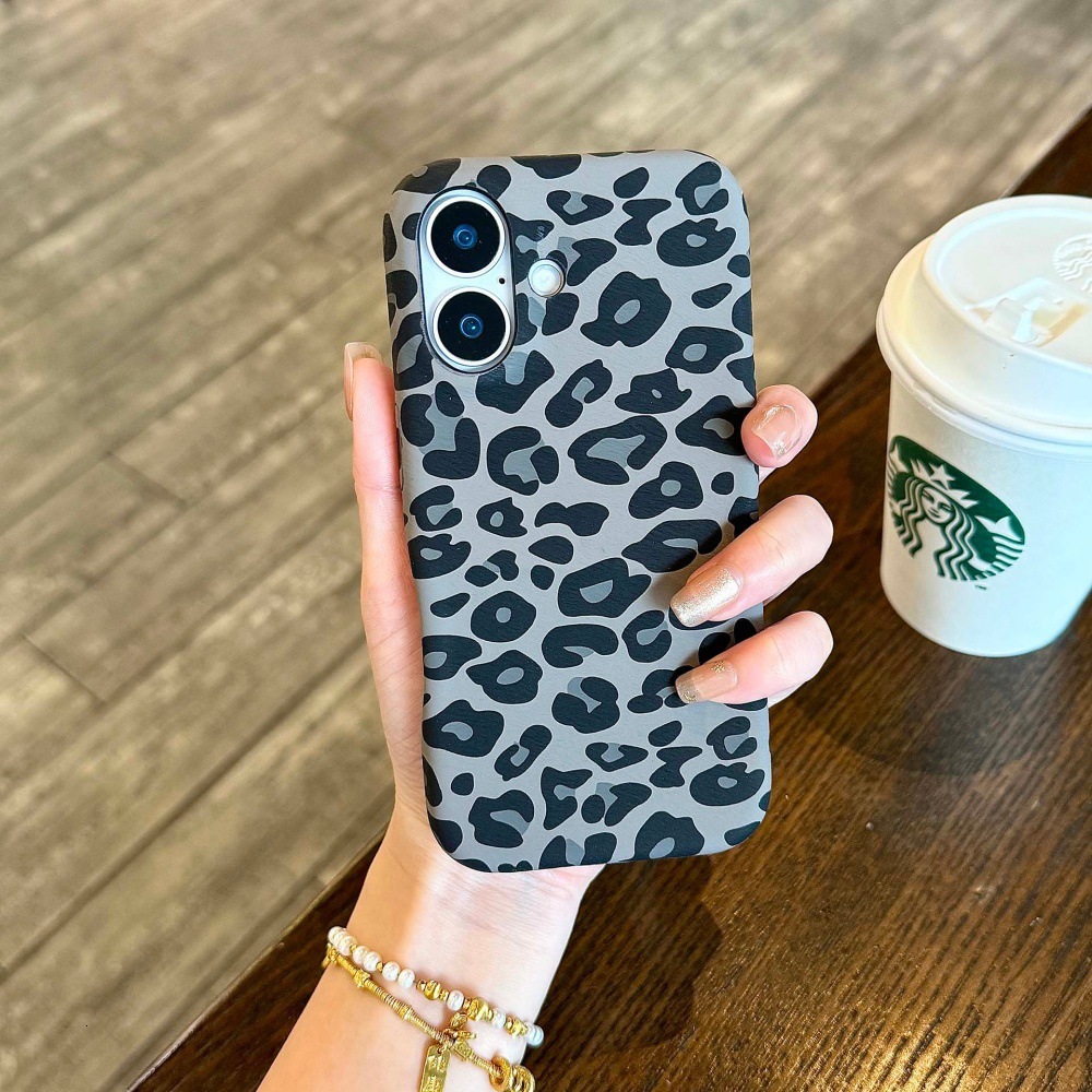 Personalized Leopard Print Phone Case Compatible with iPhone 17/16/15 Pro Max Simple Anti-drop 14/13 Protection