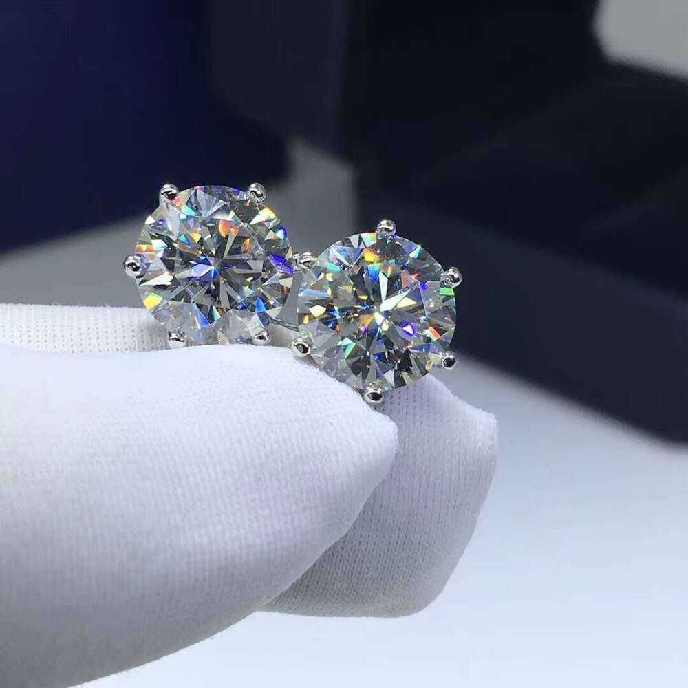 Sier Original Test Past Total 6 Carat Round Brilliant Cut D Color Moissanite Women's Earrings