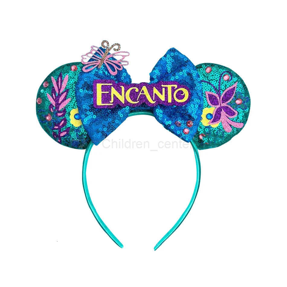 Disney Girls New Style Sequined Mickey Minnie Headband Bows Headdress Super Party Kids Cosplay Accessories Ears Headgear H251030