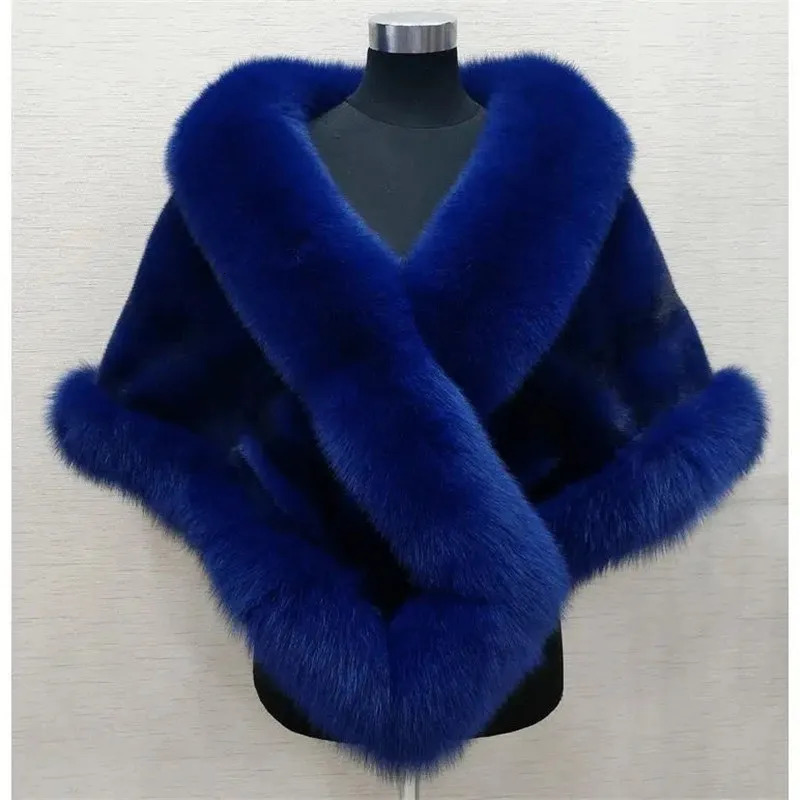 White Fur Shawl Jacket Womens Autumn Winter Faux Mink Fox Dress Cheongsam Cloak Coats Thicken Warm Short Outwear 251028