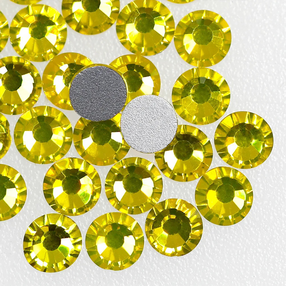 SS3SS20 Lemon Yellow Nail Art Rhinestone Flat back Non fix Glue on Nail Art Rhinestones DIY Decorative Accessories 251027