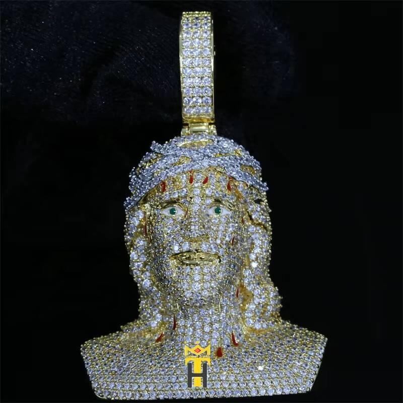 925 Chain New Full Diamond Portrait Hip Hop Men Jesus Piece Pendant