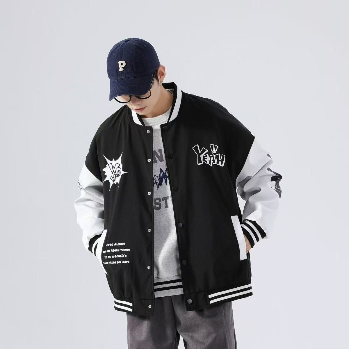 American Style Unisex Versatile Baseball Jacket Designer Coat Autumn New Harajuku Style Loose Casual Patchwork Jacket