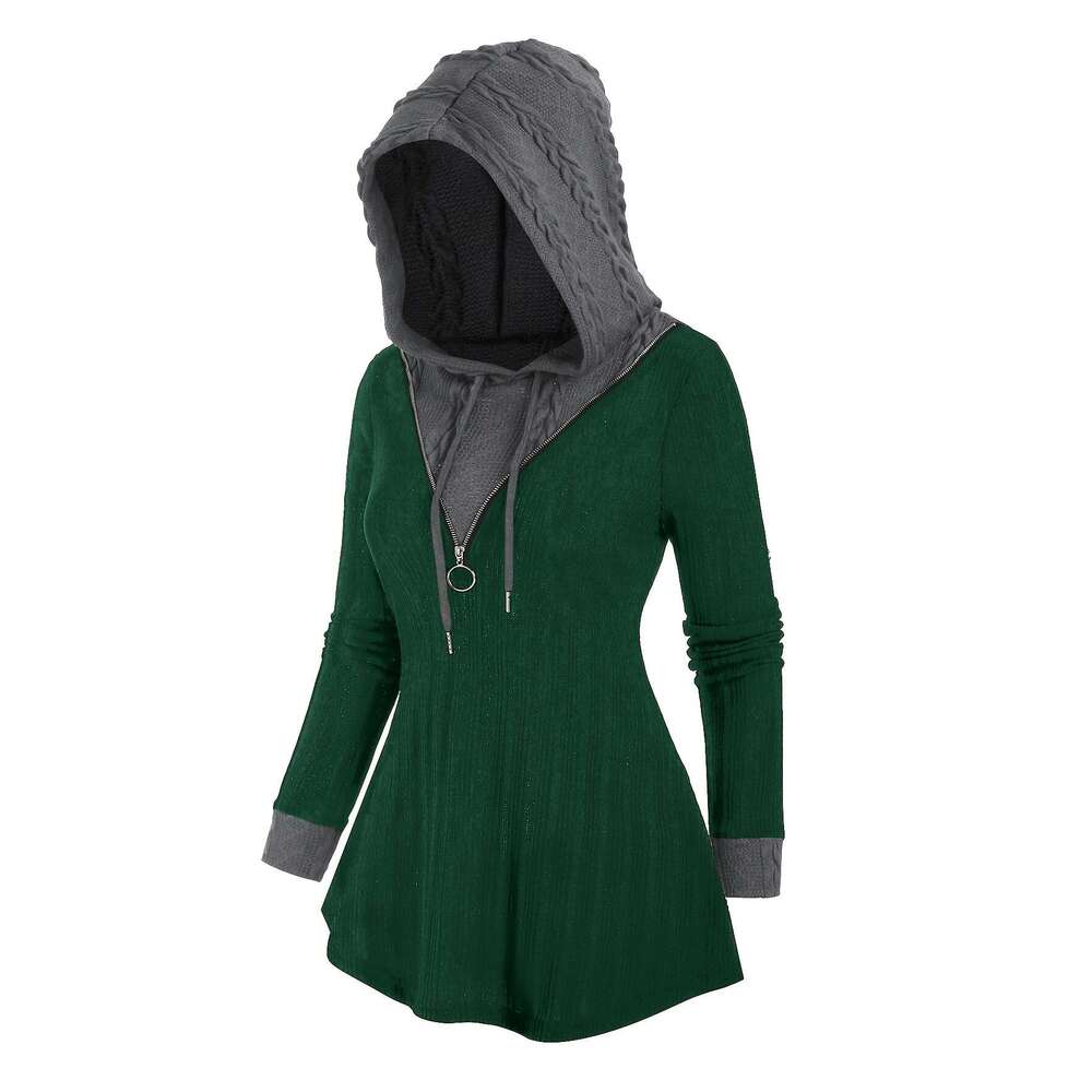 Color Block Drawstring Hoodie Casual Long Sleeve Tunic Hoodie Sweatshirt Women S Clothing
