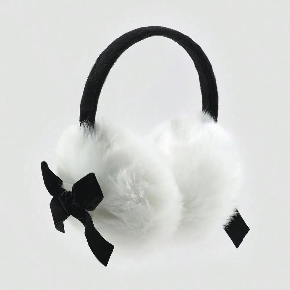 Cute Japanese Faux Fur Plush Earmuffs Soft Warm JK Sweet Y2k Bowknot Earmuffs Cycling Thicken Winter Earflap Girl 251024