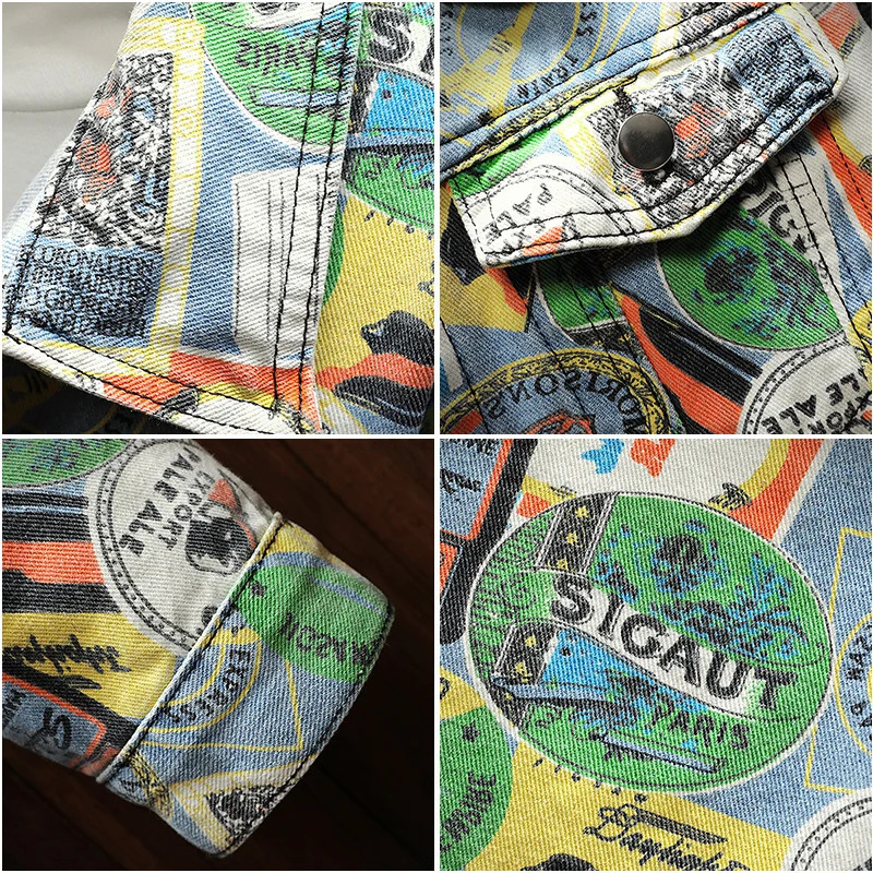 YASUGUOJI Personalized Design Denim Jacket Men Fashion Camouflage Graffiti Jackets Streetwear Plus Size Mens Jeans Coat 251029