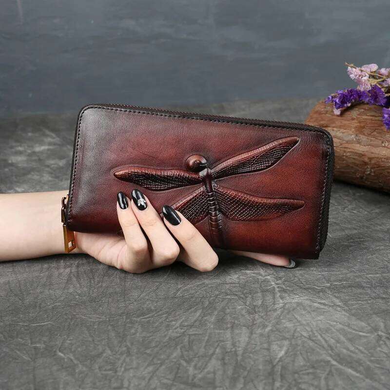 2025 Vintage Hot Sale Long Wallet Cowhide Leather Women's Clutch Wallets Money Clip Card Holders Coin Purses Large