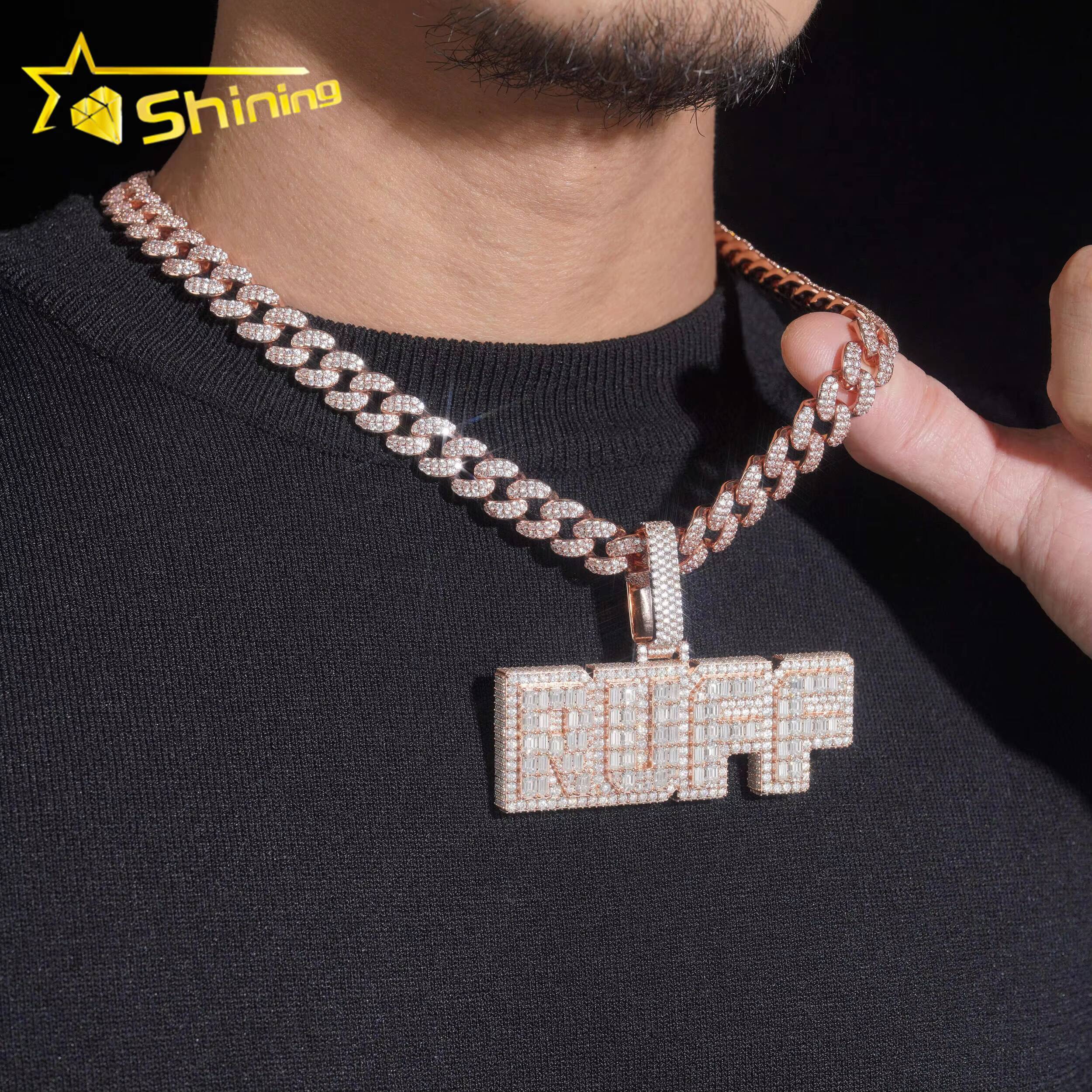 Custom Made Letter Iced Out VVS Moissanite Pendant Fine Jewelry 925 Silver Hip Hop Men Women Moissanite Name Pendant Designer's style