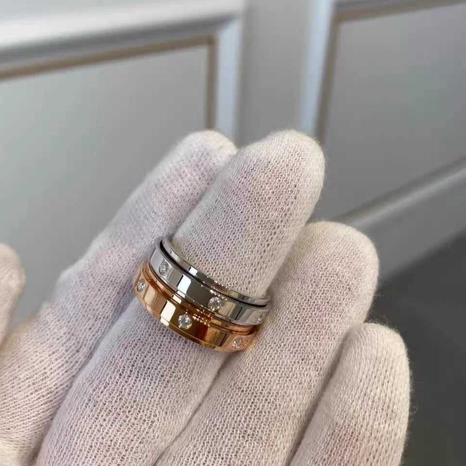 ZAKOL Single Row Square Zircon Rotating Ring for Women Shiny Crystal CZ Starry Couple Rings Aesthetic Creative Jewelry GiftW251030