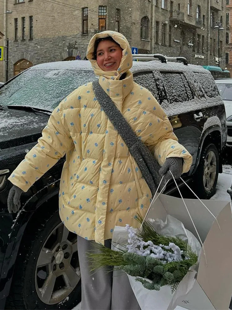 Fashion Oneck Patchwork Cotton Coats Women Elegant Printed Single Breasted Pocket Loose Coat Lady Autumn Winter Casual Coat 251030